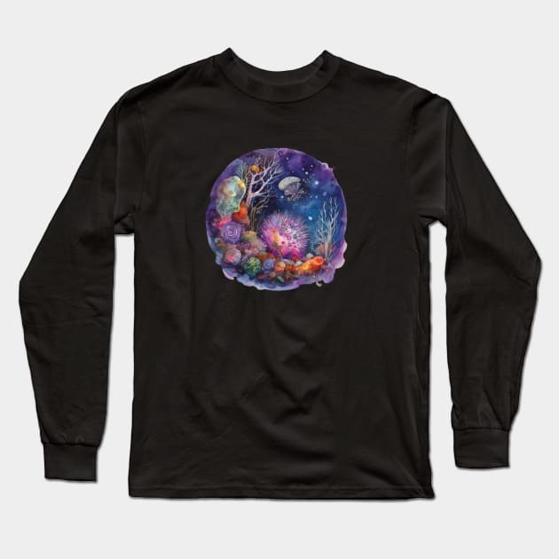 Coral Reef - A watercolor inspired Coral Reef Long Sleeve T-Shirt by Punderful Adventures